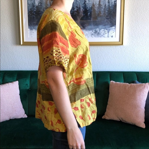 Vintage Alex Kim Abstract Floral Button Down Top - Picture 2 of 4